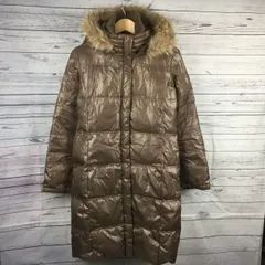 セシルマクビー★ファーフーデット中綿コート【レディースM/茶】2重ジップ/着脱可フード/襟リブ◆BA131-B