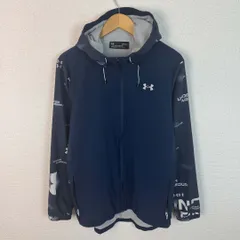UNDER ARMOUR アンダーアーマー 総柄 パーカー ジャケット ネイビー Lサイズ メンズ 古着 スポーツMIX