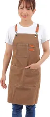 X-STiTCH エプロン 作業用エプロン メンズエプロン ワークエプロン シンプル 複数ポケット付き 男女兼用( ブラウン)