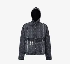 ♡THUG CLUB 刺繍デニムジャケット ブラック ユニセックス 上品 ♡THUG CLUB 刺繍デニムジャケット ブラック ユニセックス 上品