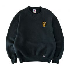 M 90s 90年代 USA製 アメリカ製 ラッセル ラッセルアスレチック RUSSELL ATHLETIC スウェット トレーナー ワンポイント 刺繍 ロゴ 肉球 足跡 古着 短丈 ショート丈 JRES 黒 ブラック