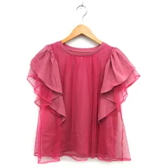 ロペピクニック ROPE Picnic タグ付き チュール ブラウス フリルスリーブ ギャザー コットン 綿 半袖 38 ピンク /NT30