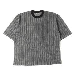 【美品】COOTIE クーティー Tシャツ サイズ:M / ジャガードストライプ クルーネック Tシャツ (Jacquard Stripe S/S Tee) / ブラック ホワイト 黒白 / トップス カットソー 半袖【メンズ】【中古】