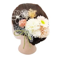 ☆ ライトオレンジ ☆ 髪飾り へッドアクセサリー pmyap011 髪飾り へッドアクセサリー セット へッドアクセ 髪かざり ヘアークリップ アクセサリー ヘッドドレス 飾り 髪 ヘッド 頭 卒業式 成人式 造花 花 フラワー 和風 和 着物 和装