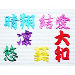 お名前ワッペン　漢字の切り出し刺繍　１０㎝