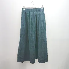 ◇ earth music&ecology ウエストゴム チェック 総柄 ロング ギャザー スカート サイズF グリーン レディース E  【1308160036372】