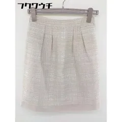 ◇ NATURAL BEAUTY ラメ刺繍 チェック ウール ニット 膝丈 タイト スカート サイズ 36 ベージュ レディース  【中古】 【1110260000234】