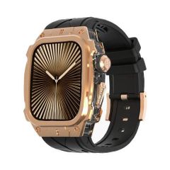 アップルウォッチバンド（Apple Watchバンド）メタリックフレーム一体型バンド【ブラック×ローズゴールド】46mm対応 [BELTIES]