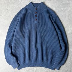 80s REI バーズアイ ヘンリーネック ウール ニット セーター M-L 