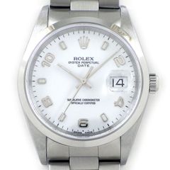 ロレックス Rolex 腕時計 オイスターパーペチュアル デイト 15200 P番 2000年 ホワイト文字盤 夜光針・インデックス SS 自動巻き 【中古】