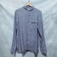spotted horse OZONO スポッテドホース 大園継基 ハンドクラフト リネン ギンガムチェック ショールカラー シャツ size.不明(M程度) ブルー