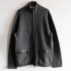 【高級品】 HERMES 【ヤク ウール レザートリム ジップ カーディガン】M ITALI製 エルメス 25100630のサムネイル
