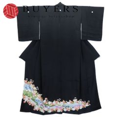 中古 留袖 正絹(金銀糸除く) ブラック 礼装 結婚式 華やか 和装 呉服 和服 きもの レディース 女性 中古】 留袖 正絹(金銀糸除く) ブラック 結婚式 礼装 和装 呉服 和服