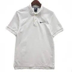 ナイキ NIKE 鹿の子 ポロシャツ 半袖 スウォッシュ ロゴ刺繍 ワンポイント ホワイト 白 M 544084-100