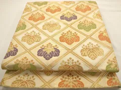 平和屋着物◎六通柄袋帯　唐織　桐　金糸　正絹　逸品　AAAV3199dt