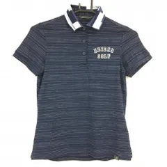 ★値下げ★【超美品】アディダス 半袖ポロシャツ ネイビー×グレー ボーダー調 胸元ロゴ レディース S ゴルフウェア adidas