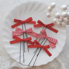 赤　チェックリボン　サテンリボン　まとめ売り