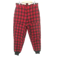 ウールリッチ WOOLRICH 美品 80s ヴィンテージ ジョガー パンツ チェック柄 ジッパーフライ ウール 厚手 約Lサイズ 赤 レッドのサムネイル