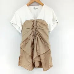 3.1 フィリップリム 3.1 phillip lim Vネック チュニック プルオーバー カットソー 切替 2 白 茶のサムネイル