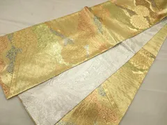 平和屋着物◎佐賀錦　両面　六通柄袋帯　道長正倉院花文　金糸　正絹　逸品　CAAS4620ft