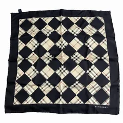 バーバリー ロンドン BURBERRY LONDON 美品 ハンカチ ハンカチーフ シルク ノバチェック 黒 ブラック ■GY14のサムネイル