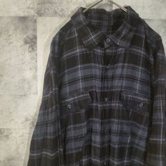 ビンテージネルシャツ☆　長袖　USA古着　ブラック　チェック　L　C21