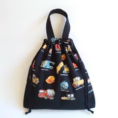 ハンドメイド リバーシブル 働く車 星 体操着入れ お着替え袋 巾着バッグ 体操着袋 体操服袋 着替え袋 体操服入れ 着替え入れ 体操服バック 体操服バッグ 体操着バッグ 体操着バック 入学 入園 はたらくくるま ブルドーザー トラック スター 男の子