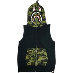 Size【L】 A BATHING APE ア ベイシング エイプ Shark Full Zip Vest Black/Olive Camo ジップベスト 黒 【中古品-良い】 20822123