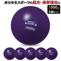 MUSCLE FACTORY トレーニング ボール 1000g 6個セット 野球 練習用 ボール ウエイトボール ソフトボール バッティング 練習 サンドボール プアボール メディシンボール 体幹 強化 瞬発力 筋トレ リハビリ スポーツ 