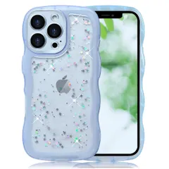 新品 YUYIB スマホケース 対応 iPhone16 Pro Max ケース クリア キラキラ かわいい tpuソフトケース 薄型 傷防止背面 滑り止め 指紋防止 ストラップホール付き スマホケース アイホン16プロマックス カバー (透明ブルー)