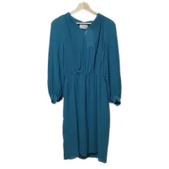 UNITED ARROWS(ユナイテッドアローズ) ワンピース サイズ36 S レディース美品  - ブルーグリーン Vネック/長袖/ひざ丈/プリーツ