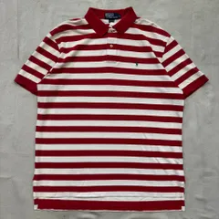 Polo by Ralph Lauren ポロ ラルフローレン ポロシャツ ボーダー 半袖 赤×白  XLサイズ No.E600