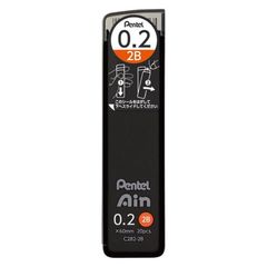 Pentel Ain Mechanical Pencil Refills, 0.2mm, 2B, C282-2B, 20-Pack