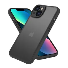 iPhone13 ケース マット iPhone13ケース 半透明 スマホケース iphone 13 耐衝撃 指紋防止 アイフォン 13 米軍MIL規格 iPhone 13 用 ケース カバー 黄変防止 6.1インチ 対応 PinLiSheng(ブラック,  0