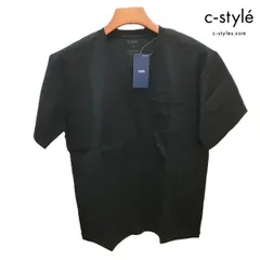 A222 [未使用品] SHIPS シップス シルケット コットン Vネック ポケット Tシャツ M ブラック 212-13-0018 | K★