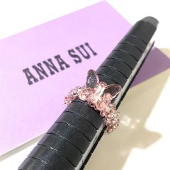 ANNA SUI アナスイ 指輪 リング 9号 ビーズ ピンク バタフライ 蝶 レディース アクセサリー