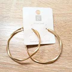 未使用　フープピアス　ゴールド　大ぶり　夏　アンティーク風