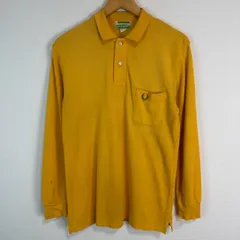 FRED PERRY フレッドペリー 長袖 ポロシャツ ロゴ刺繍 イエロー Lサイズ メンズ 古着 ストリート