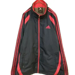 美品　2010年製　アディダス　ナイロンジャケット　メンズM　黒色　赤色　ロゴ