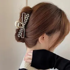 【在庫処分】格子 リボン 髪留め クリップ ヘアクリップ 大きめ しっかりとまる バンスクリップ 大きめ バレッタ おしゃれ 大人 髪留めクリップ 韓国風 無地 ヘアアクセサリー シンプル 簡約 強力 大人 おしゃれ 通勤 通学 hair clip レディース