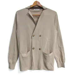 ナノユニバース ニットジャケット ダブルブレスト アウター メンズ Sサイズ ベージュ nano universe 【中古】