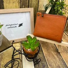 【姫路レザー】カード・小銭入れ　オレンジ　小物入れ　本革　カスタマイズOK商品