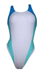 SWIMHXBY 競泳水着 白エメラルド水色 282 ハイレグ S-7XL