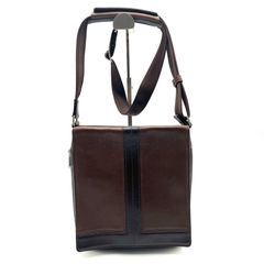 A0716-25-3 LANVIN ランバン ショルダーバッグ バッグ レザー 革 ダーク ブラウン H24㎝ W22㎝ D16㎝