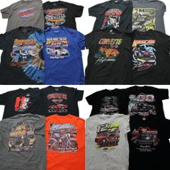 古着卸 まとめ売り レーシング 半袖Tシャツ 16枚セット (メンズ L /XL ) 人物 大判プリント タイダイ柄 英文字 中古 古着 NA6962