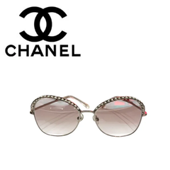 【中古美品】CHANEL シャネル フェイクパール 4246-H スクエアシェイプ ブラウン サングラス レディース
