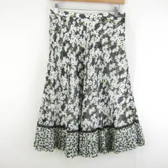 レリアン フレアスカート 大きいサイズ ブランド ボトムス レディース 13+サイズ こげ茶×白×黄緑 Leilian 【中古】