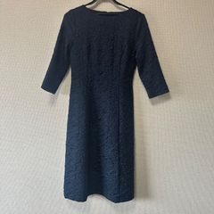 ワンピース　ネイビー　ノーブランド　膝丈　レディース　春