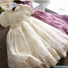 子供服 ワンピース キッズ 子供ドレス dress 子供服 女の子 夏 半袖 膝丈 レースワンピ 結婚式 発表会 ピアノ おしゃれ 可愛い 通学着 通園着673