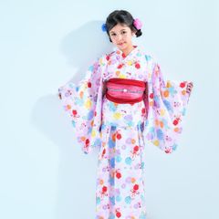 セール□子供浴衣 女の子 3～6歳程度 綿紅梅 花柄 白 木綿 着物 6US4 